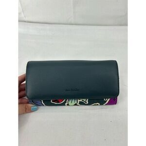 Vera Bradley Audrey RFID Wallet Falling Flowers Green Trifold Floral Women's